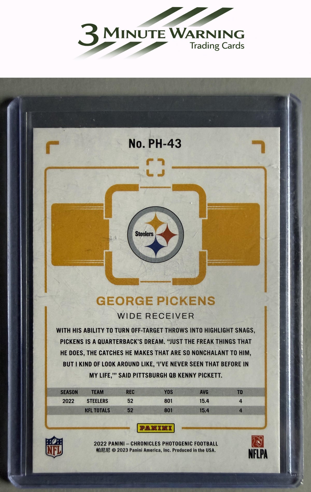 2022 Panini Chronicles #PH-43 George Pickens Photogenic