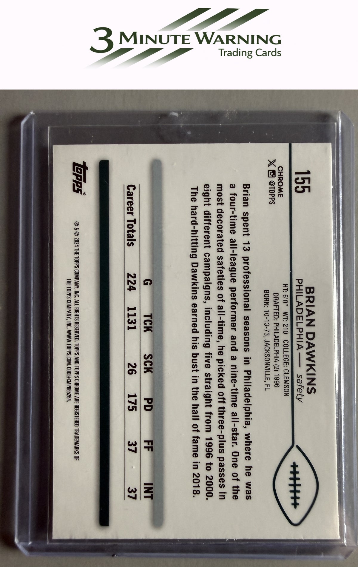 2024 Topps Chrome #155 Brian Dawkins Aqua Refractor #/199