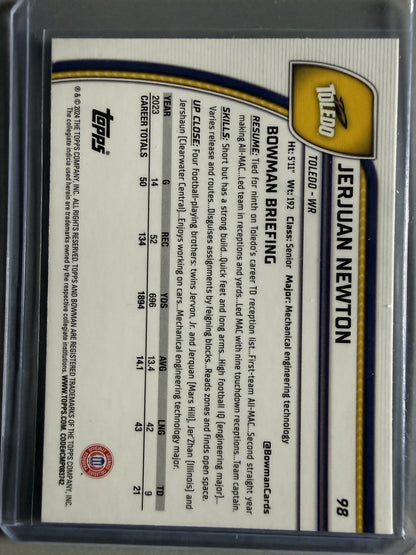 2024 Bowman University Chrome #98 Jerjuan Newton