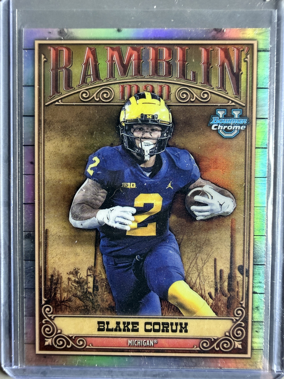 2023 Bowman University Chrome #RM-8 Blake Corum Ramblin' Man