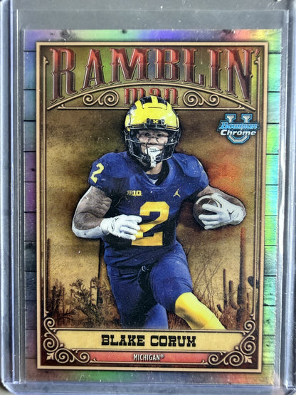 2023 Bowman University Chrome #RM-8 Blake Corum Ramblin' Man