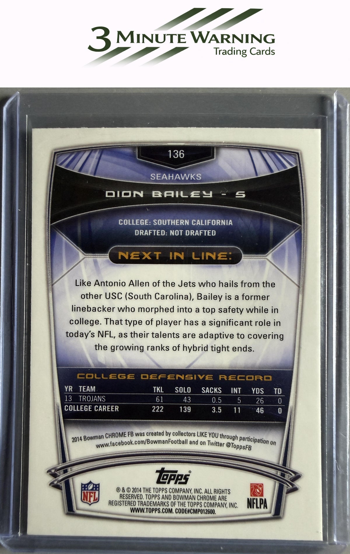 2014 Bowman Chrome #136 Dion Bailey