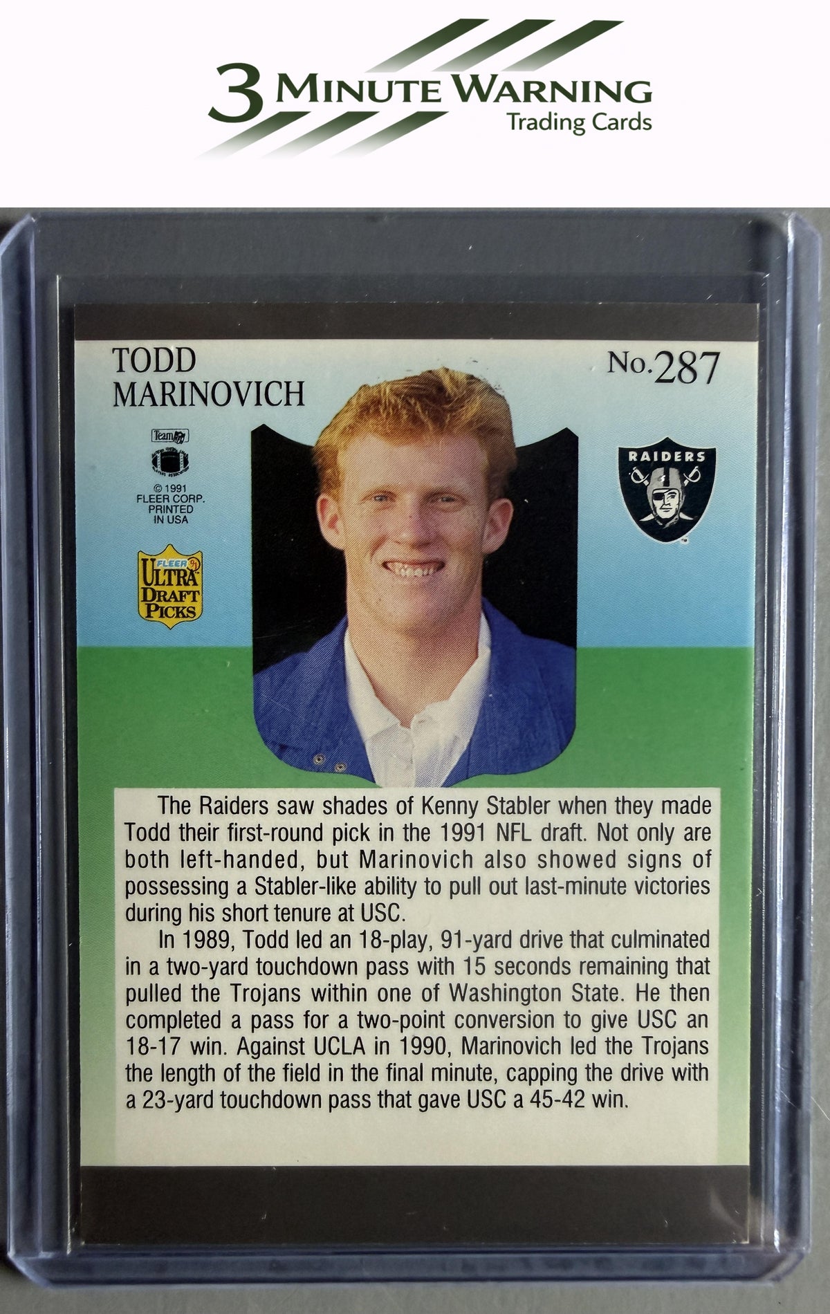 1991 Ultra #287 Todd Marinovich