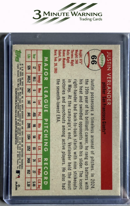 2025 Topps Chrome Platinum #66 Justin Verlander Green Wave Refractor #/99