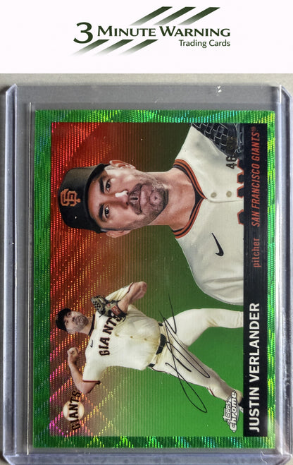 2025 Topps Chrome Platinum #66 Justin Verlander Green Wave Refractor #/99