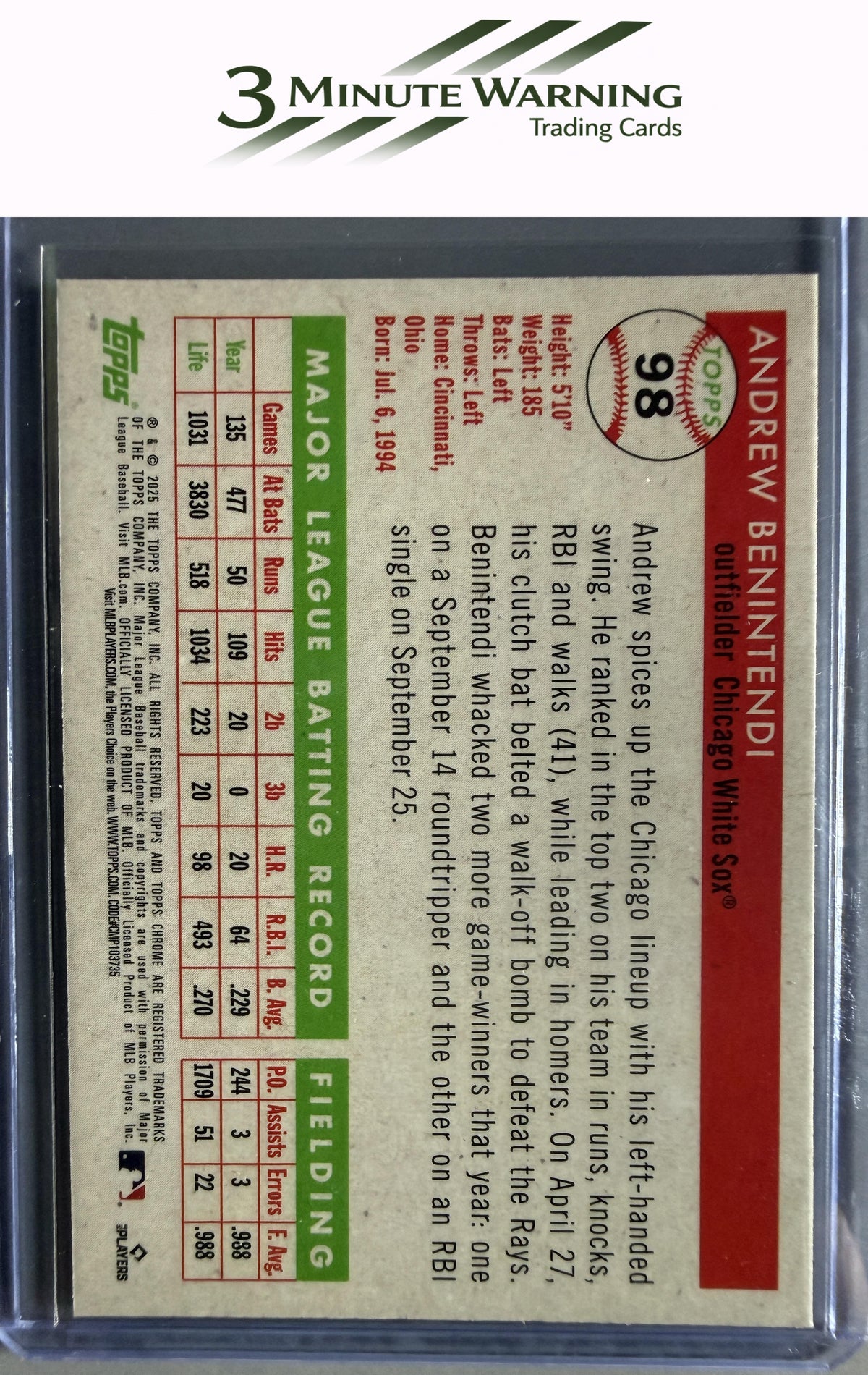 2025 Topps Chrome Platinum #98 Andrew Benintendi