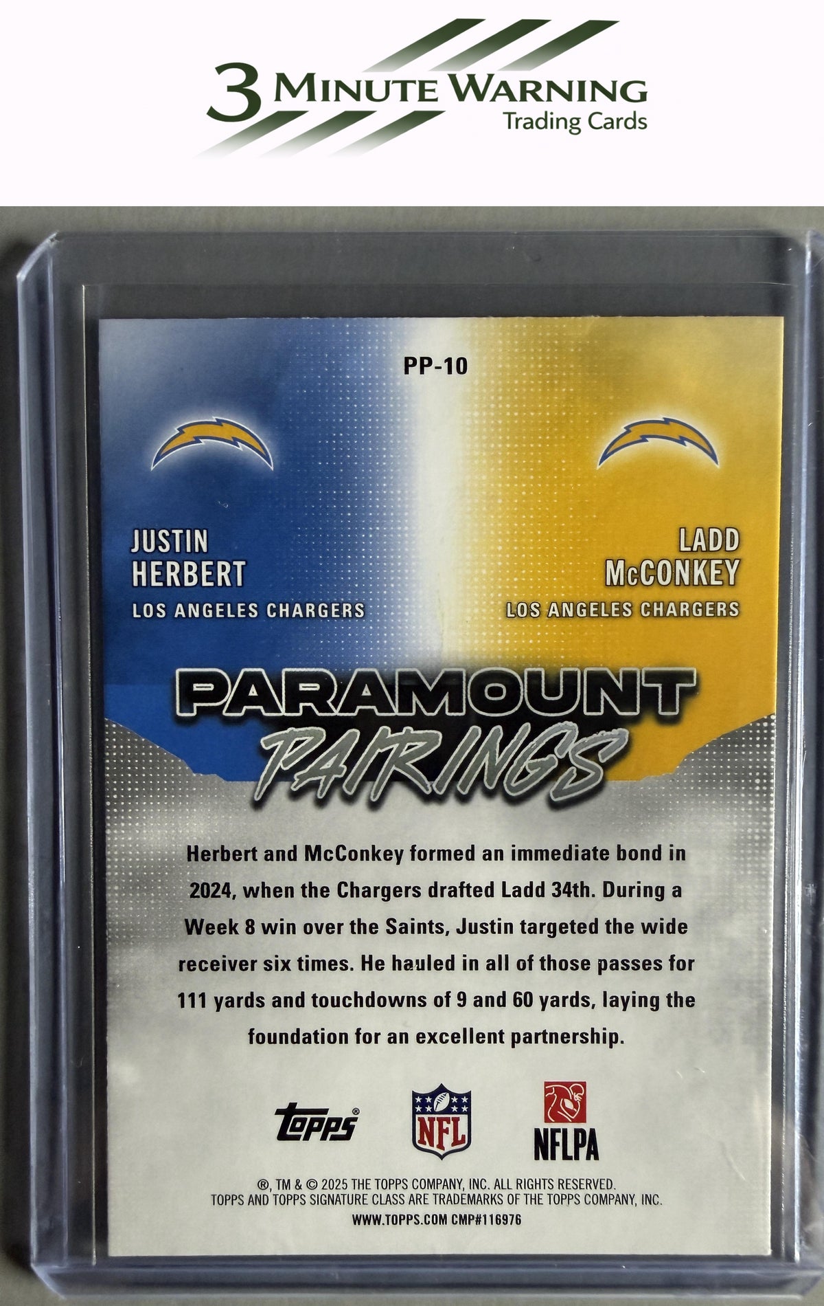 2025 Topps Signature Class #PP-10 Ladd McConkey / Justin Herbert Paramount Pairings