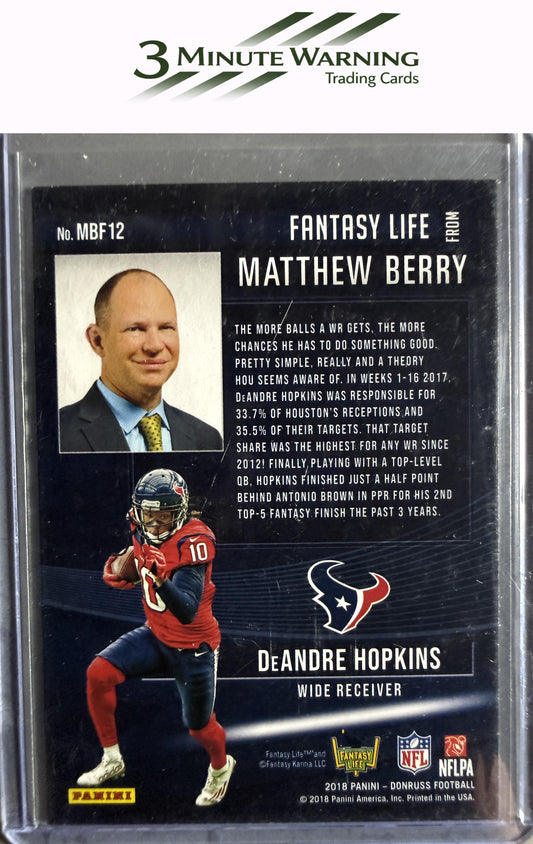 2018 Donruss - Matthew Berry's Fantasy Life #MBF12 DeAndre Hopkins