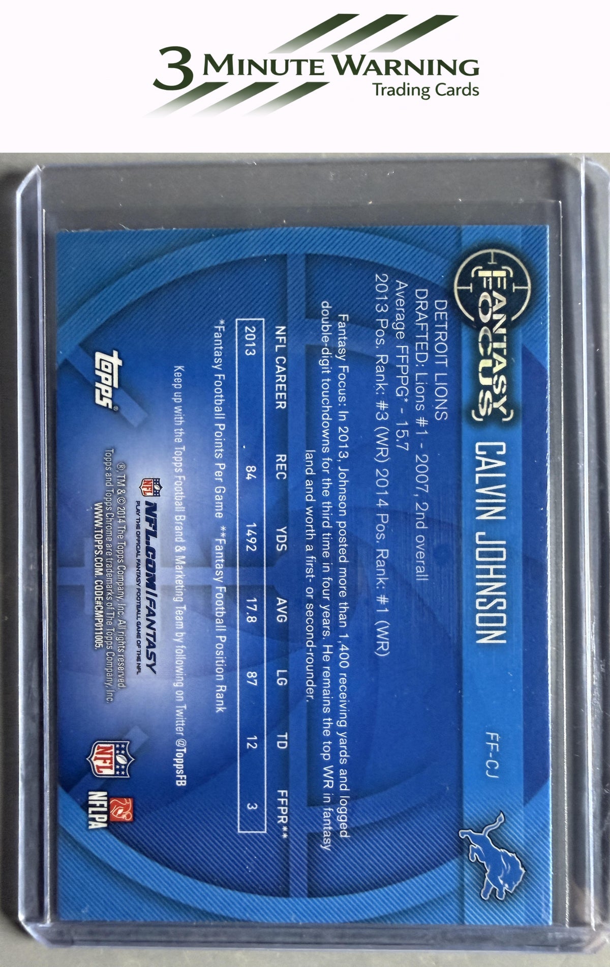 2014 Topps Chrome #FF-CJ Calvin Johnson Fantasy Focus