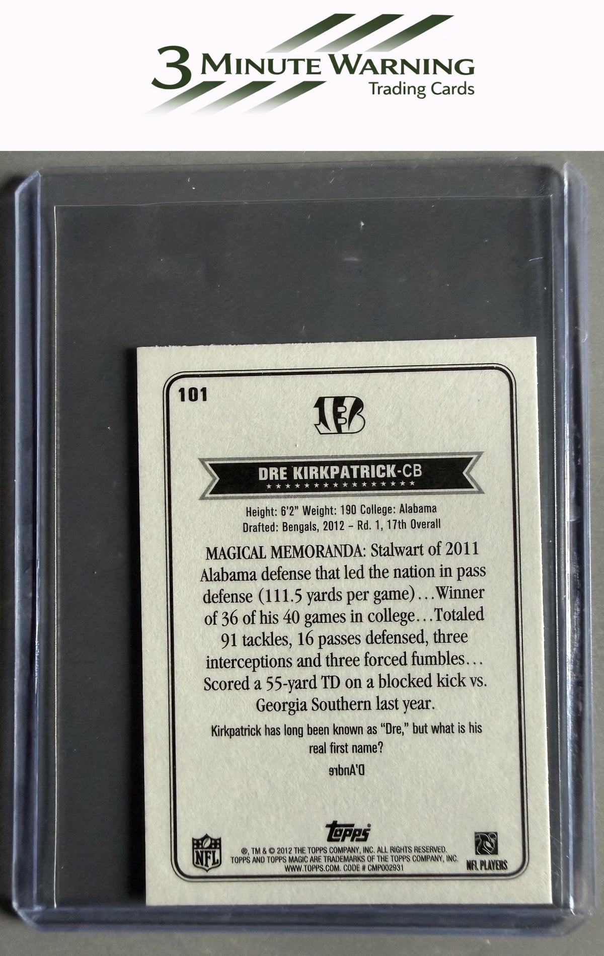 2012 Topps Magic #101 Dre Kirkpatrick Mini