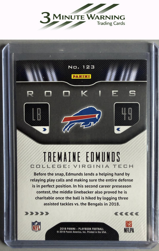 2018 Panini Playbook #123 Tremaine Edmunds