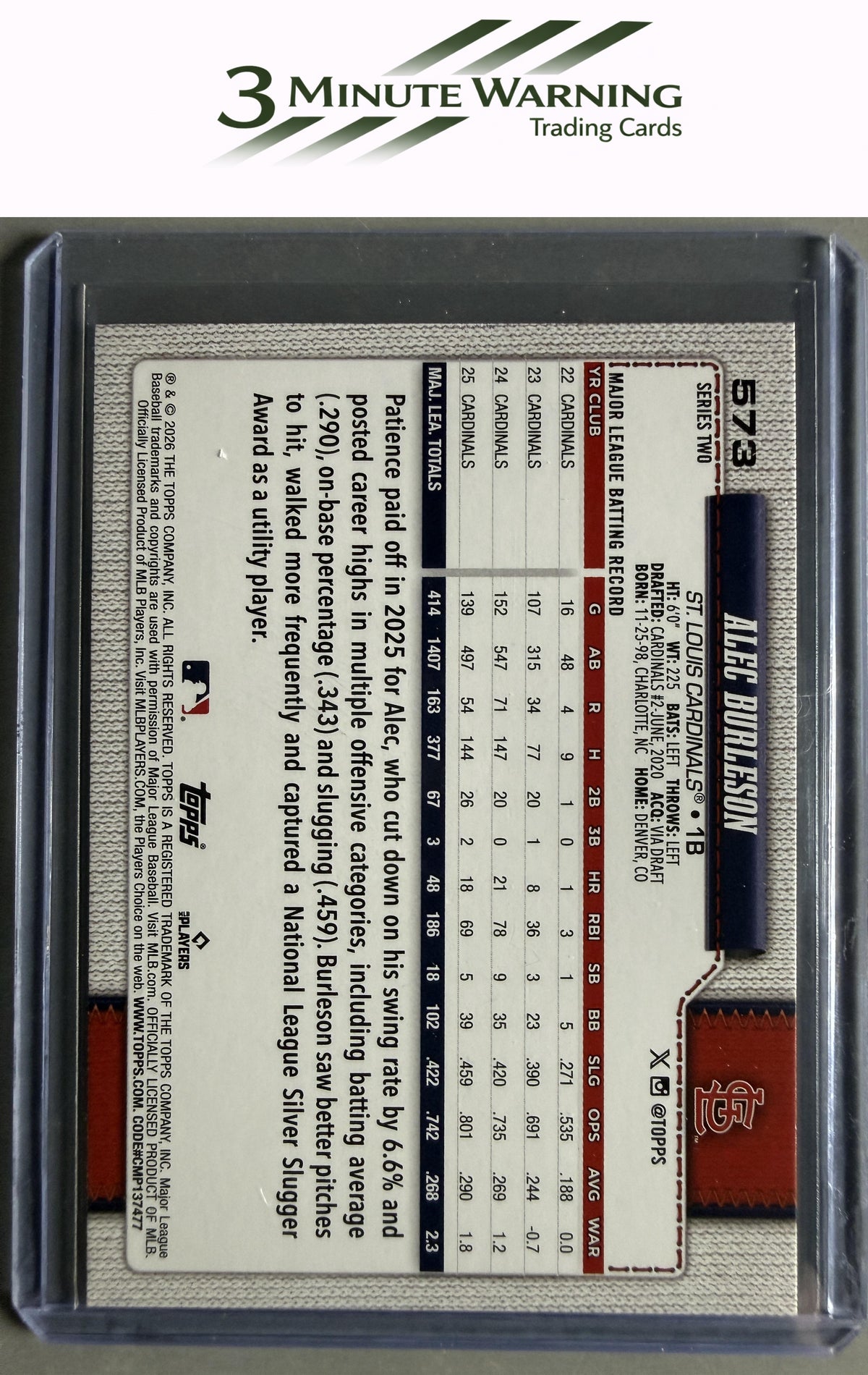 2026 Topps #573 Alec Burleson Diamante Foil