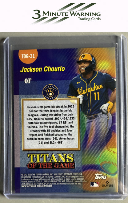 2026 Topps #TOG-31 Jackson Chourio Titans of the Game