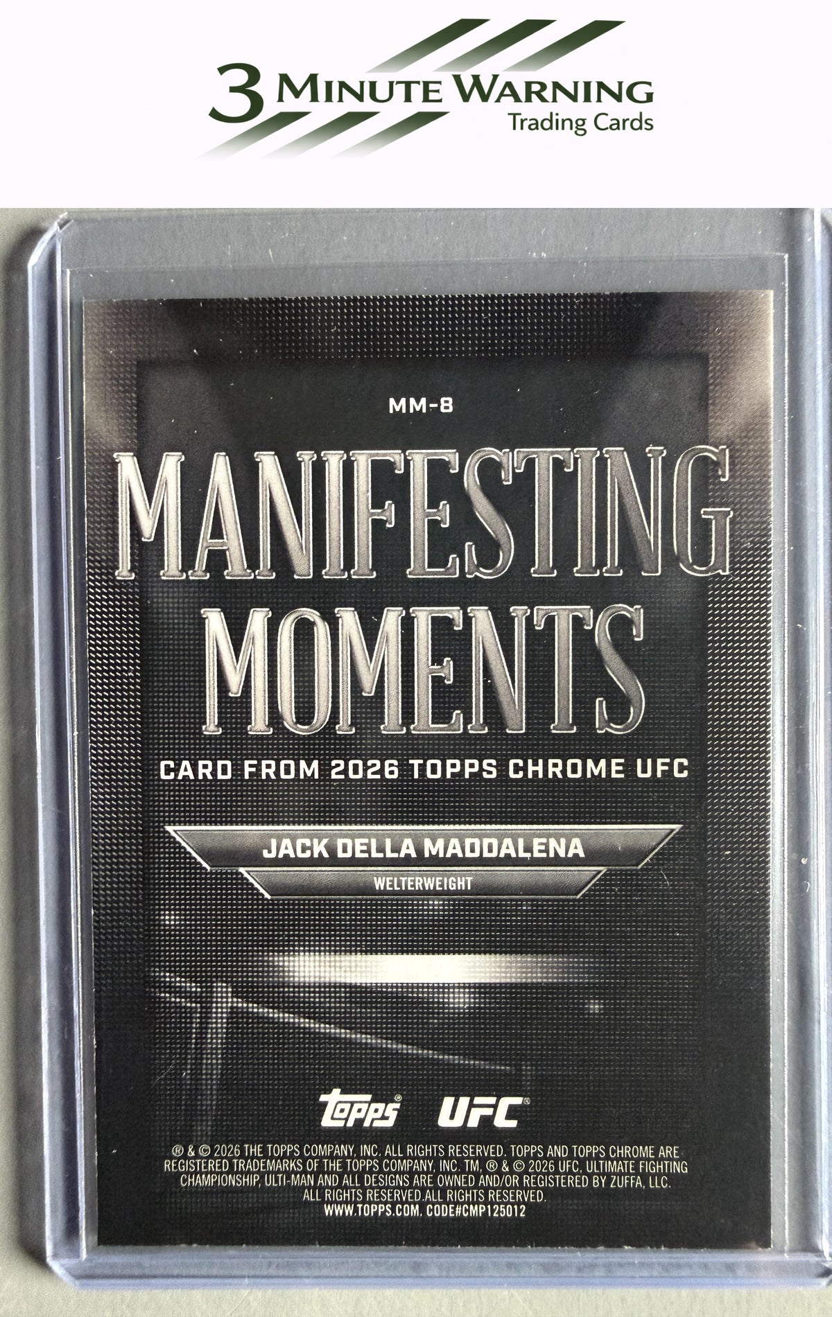 2026 Topps Chrome UFC #MM-8 Jack Della Maddalena Manifesting Moments