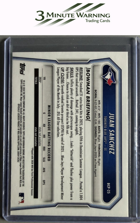2026 Bowman #BCP-25 Juan Sanchez Chrome Prospects