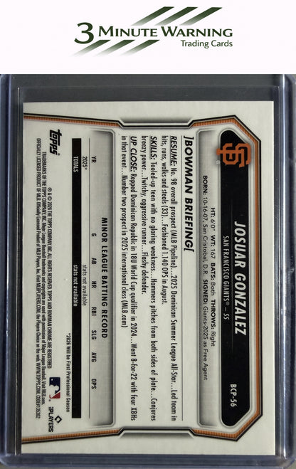 2026 Bowman #BCP-56 Josuar Gonzalez Chrome Prospects