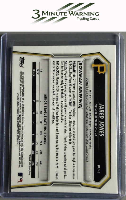 2026 Bowman #BCP-6 Jared Jones Chrome Prospects