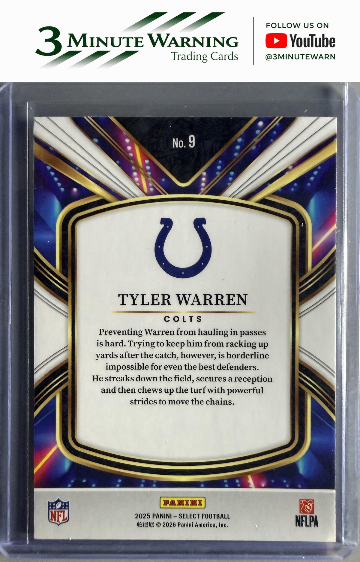 2025 Panini Select #9 Tyler Warren Select Future