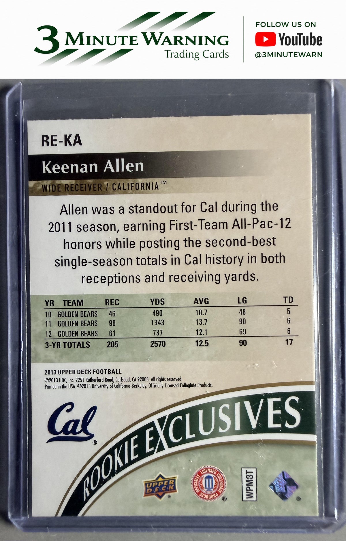 2013 Upper Deck #RE-KA Keenan Allen Rookie Exclusives