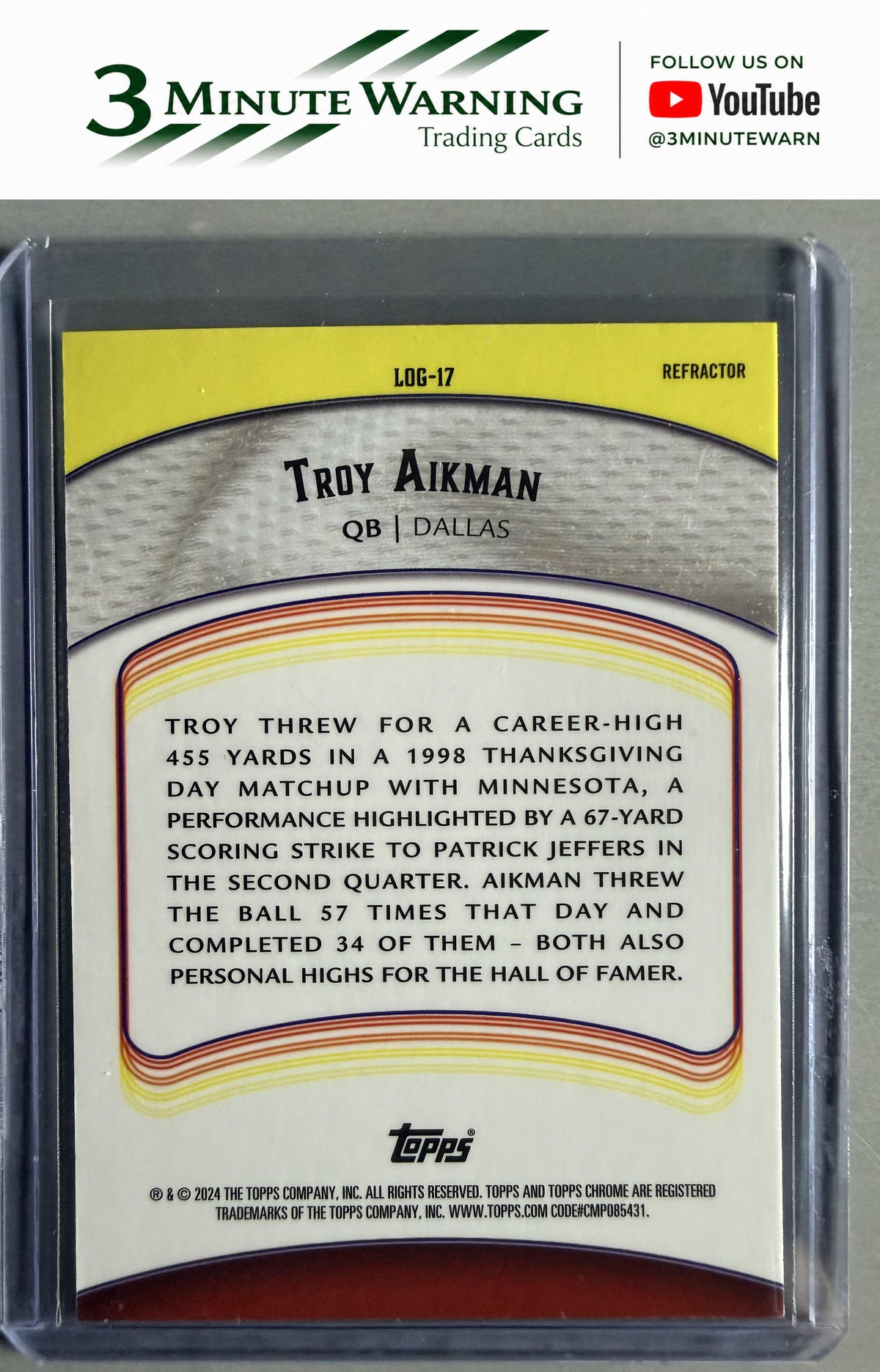 2024 Topps Chrome #LOG-17 Troy Aikman Legends of the Gridiron