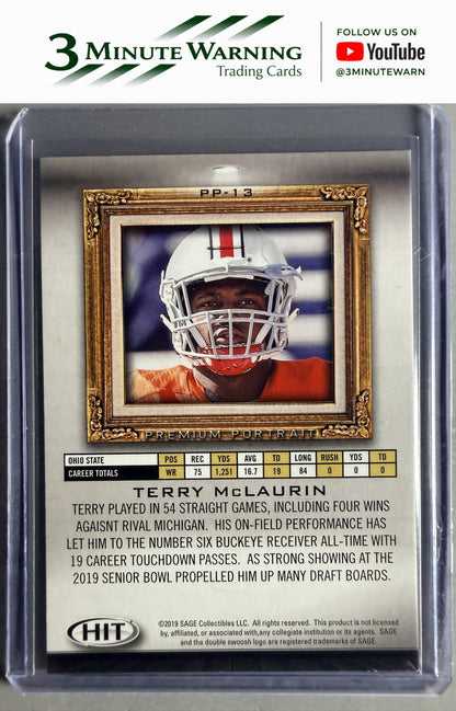 2019 SAGE HIT #PP-13 Terry McLaurin Premium Portrait