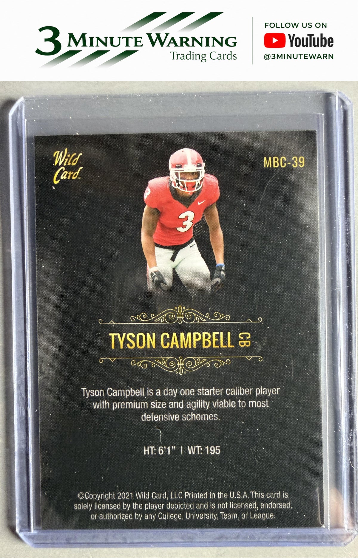 2021 Wild Card Matte White #MBC-39 Tyson Campbell Black