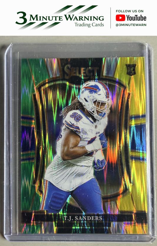 2025 Panini Select #185 T.J. Sanders Green and Yellow Prizm Shock
