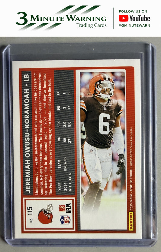 2025 Donruss #115 Jeremiah Owusu-Koramoah Press Proofs Blue