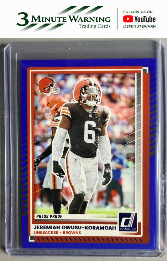 2025 Donruss #115 Jeremiah Owusu-Koramoah Press Proofs Blue