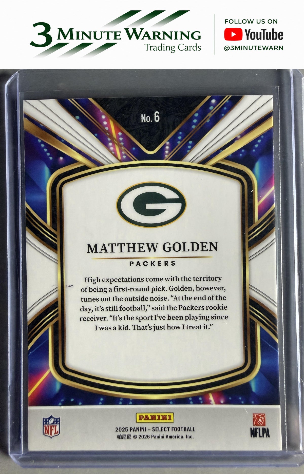 2025 Panini Select #6 Matthew Golden Select Future