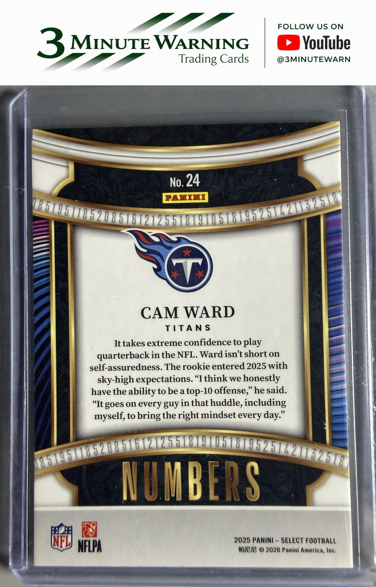 2025 Panini Select #24 Cam Ward Select Numbers