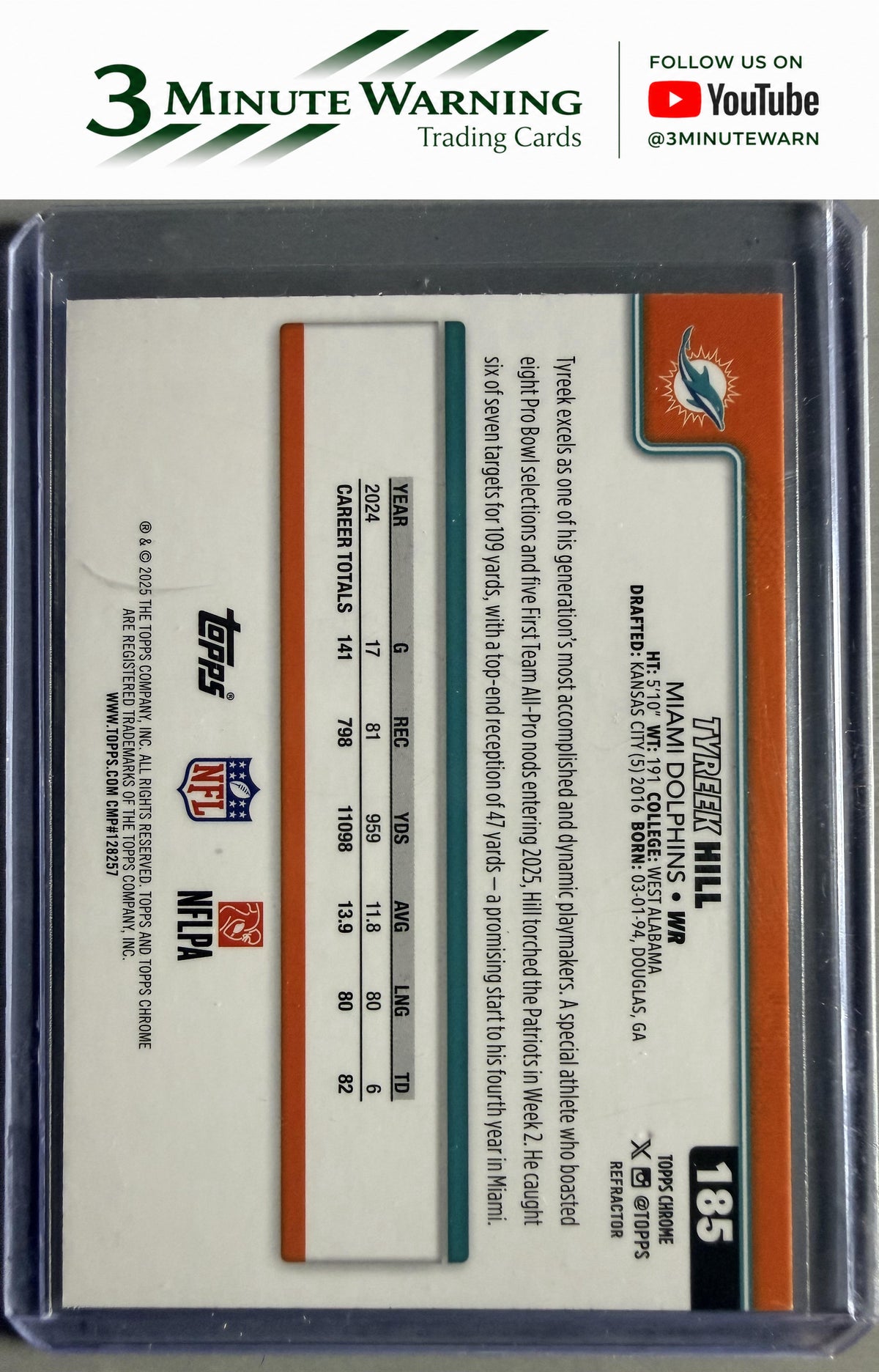 2025 Topps Chrome #185 Tyreek Hill Refractor