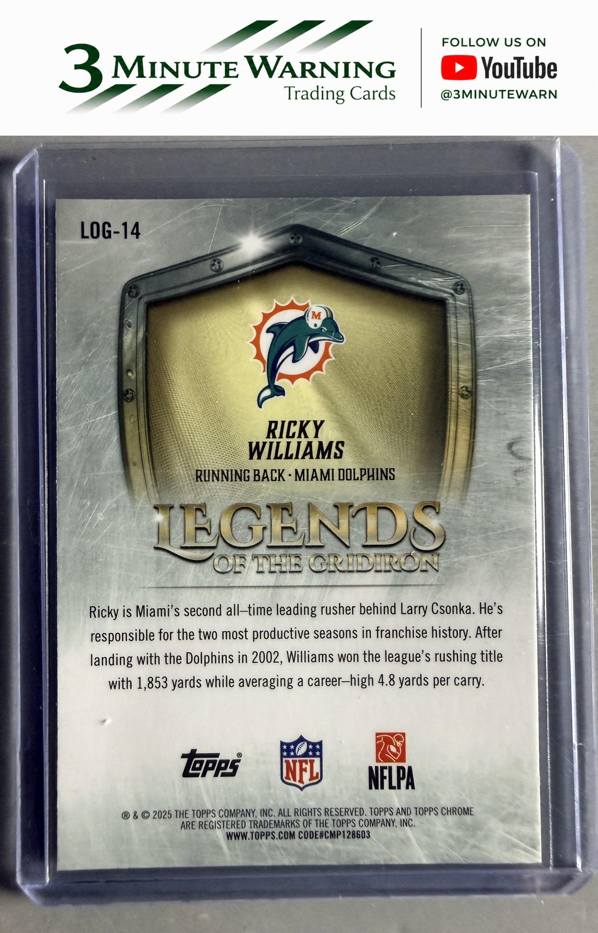 2025 Topps Chrome #LOG-14 Ricky Williams Legends of the Gridiron