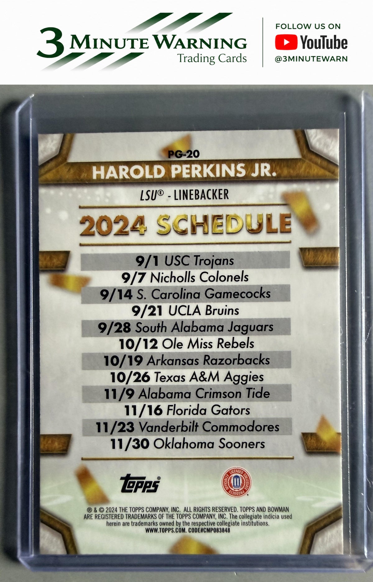 2024 Bowman University Chrome #PG-20 Harold Perkins Jr. Path To Glory