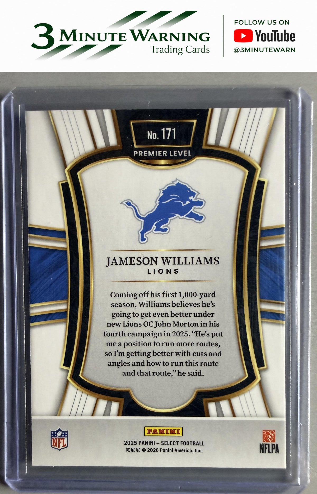 2025 Panini Select #171 Jameson Williams