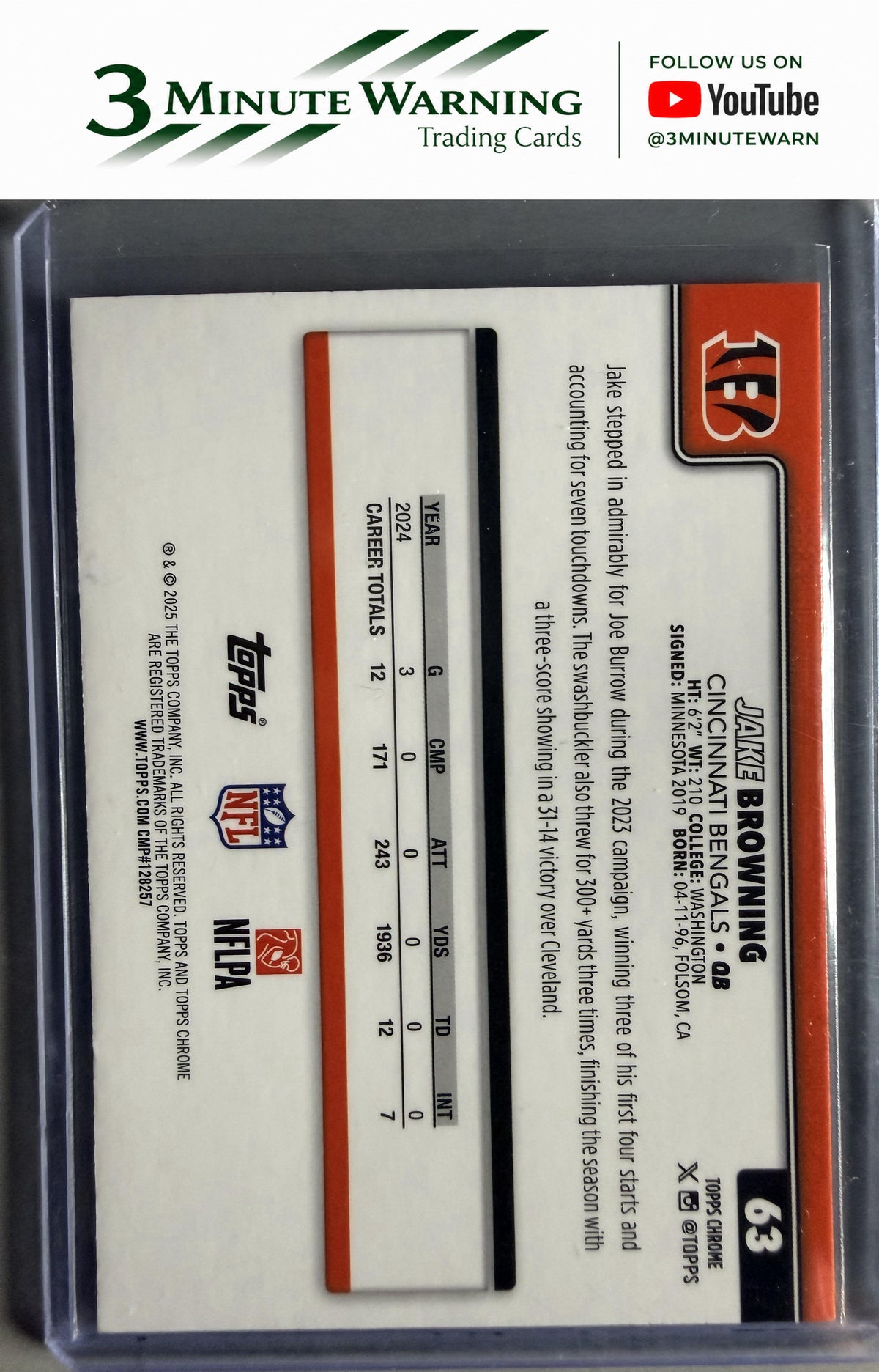 2025 Topps Chrome #63 Jake Browning