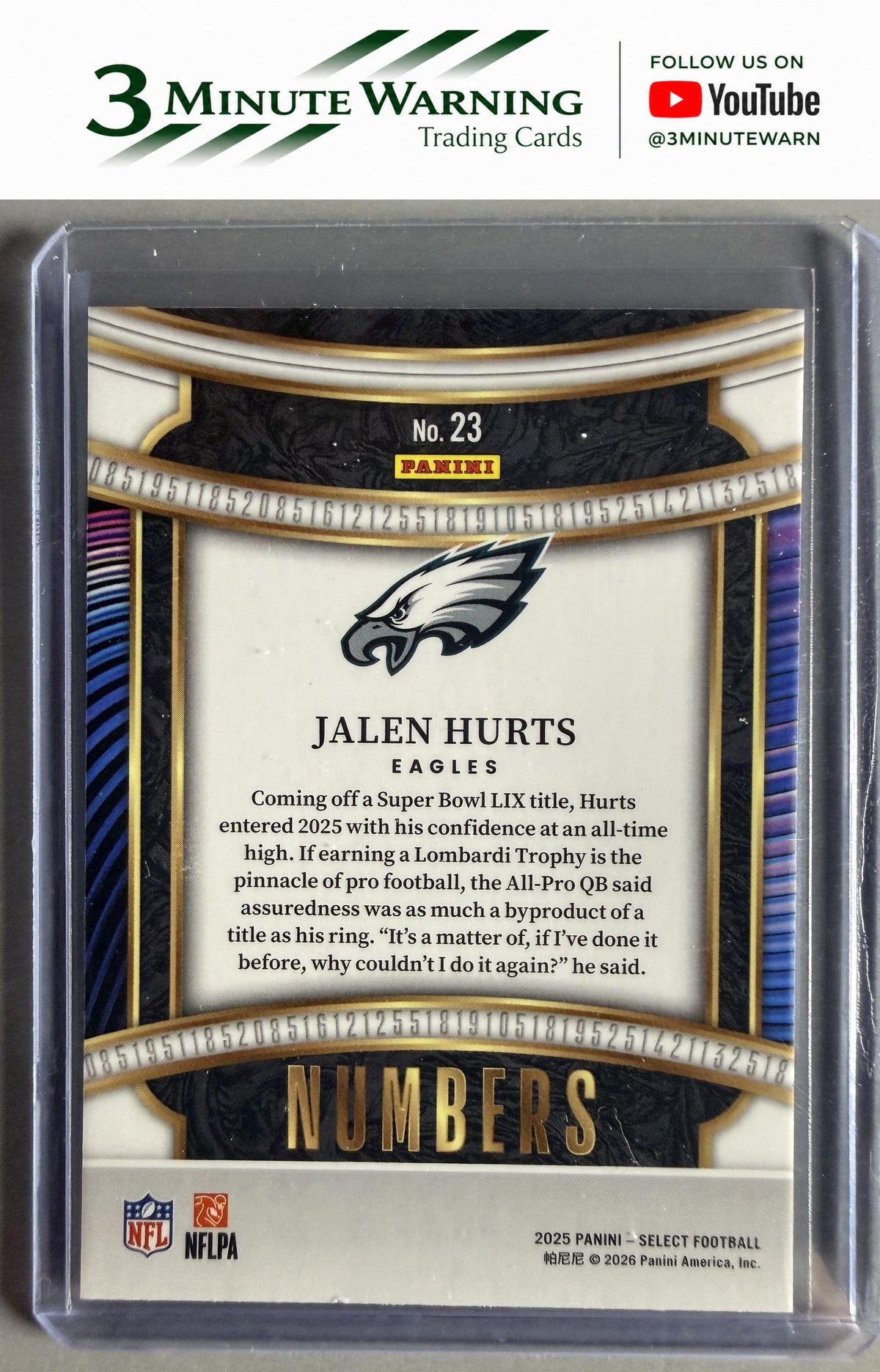 2025 Panini Select #23 Jalen Hurts Select Numbers