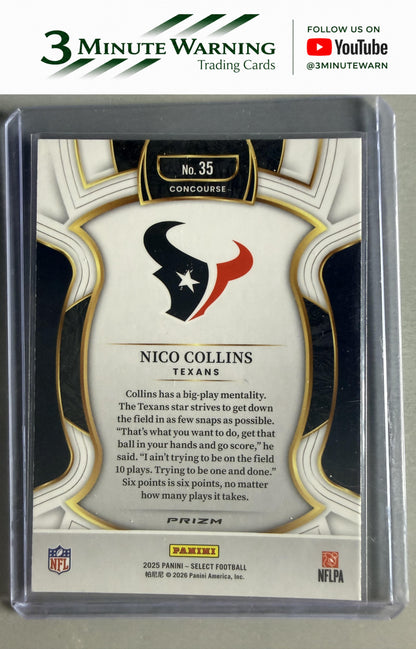 2025 Panini Select #35 Nico Collins Black and Orange Prizm Shock