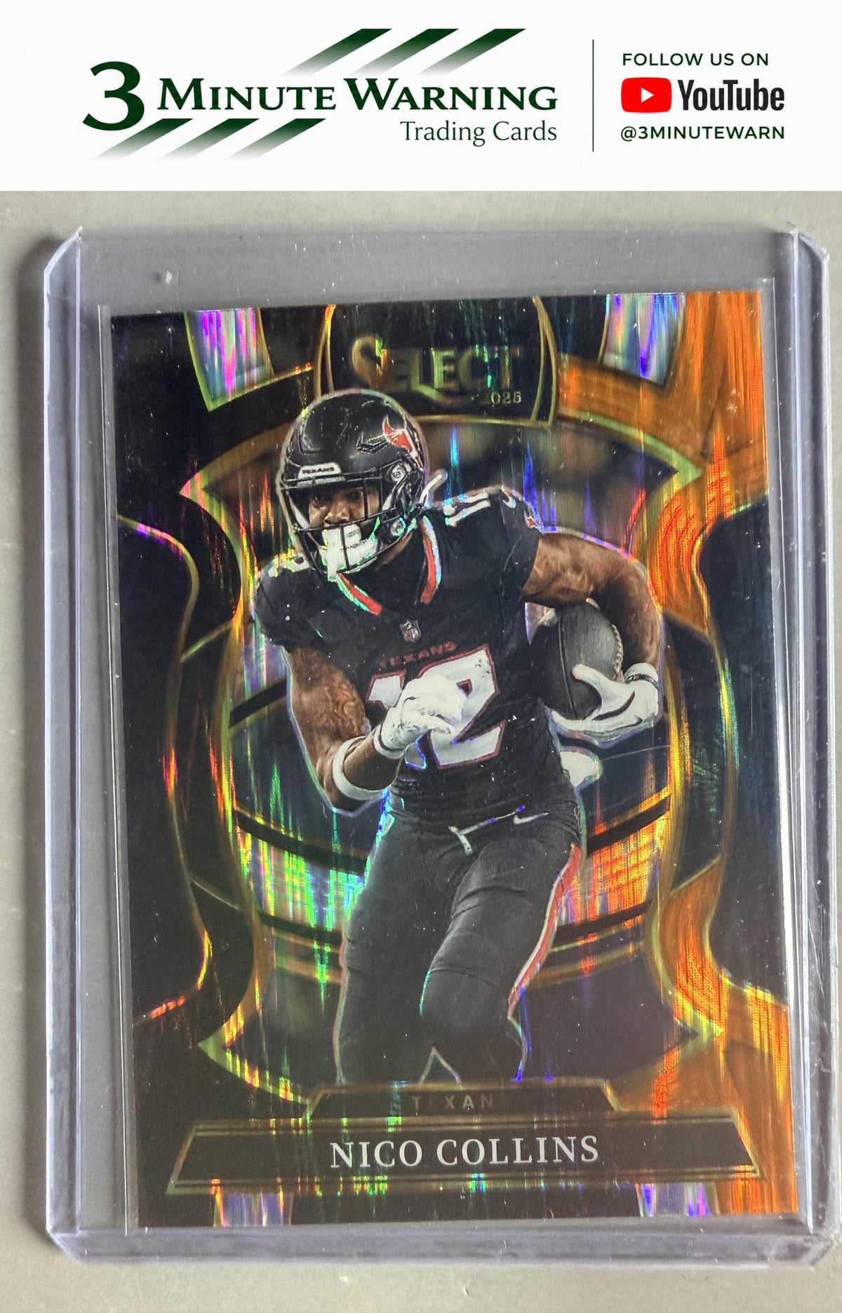 2025 Panini Select #35 Nico Collins Black and Orange Prizm Shock