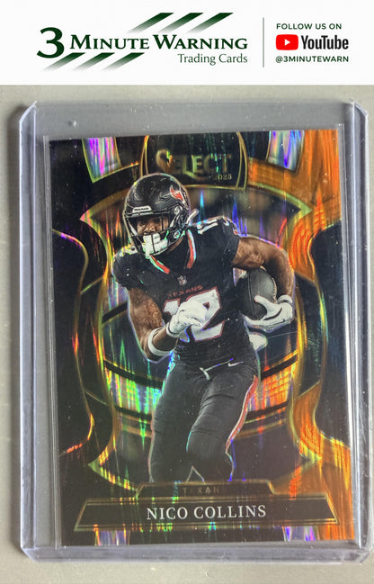 2025 Panini Select #35 Nico Collins Black and Orange Prizm Shock