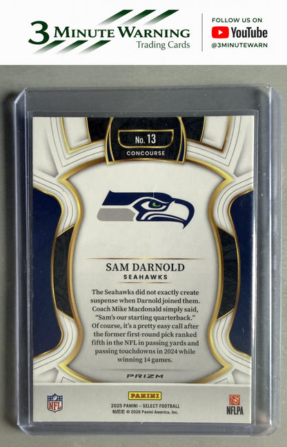 2025 Panini Select #13 Sam Darnold Black and Orange Prizm Shock