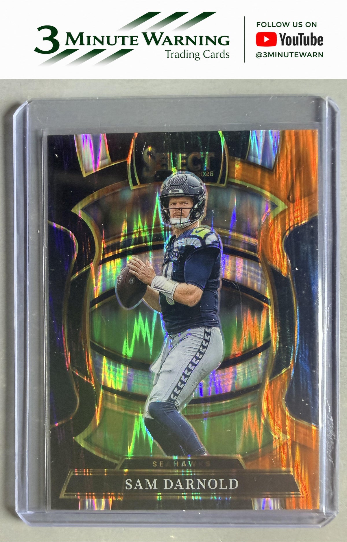 2025 Panini Select #13 Sam Darnold Black and Orange Prizm Shock