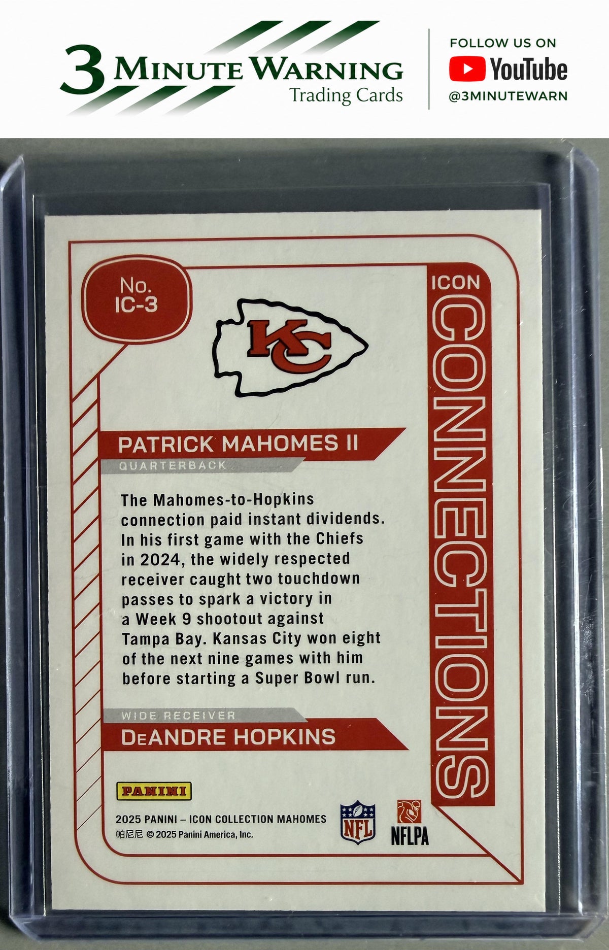 2025 Panini Authentically #IC-3 Patrick Mahomes II / DeAndre Hopkins