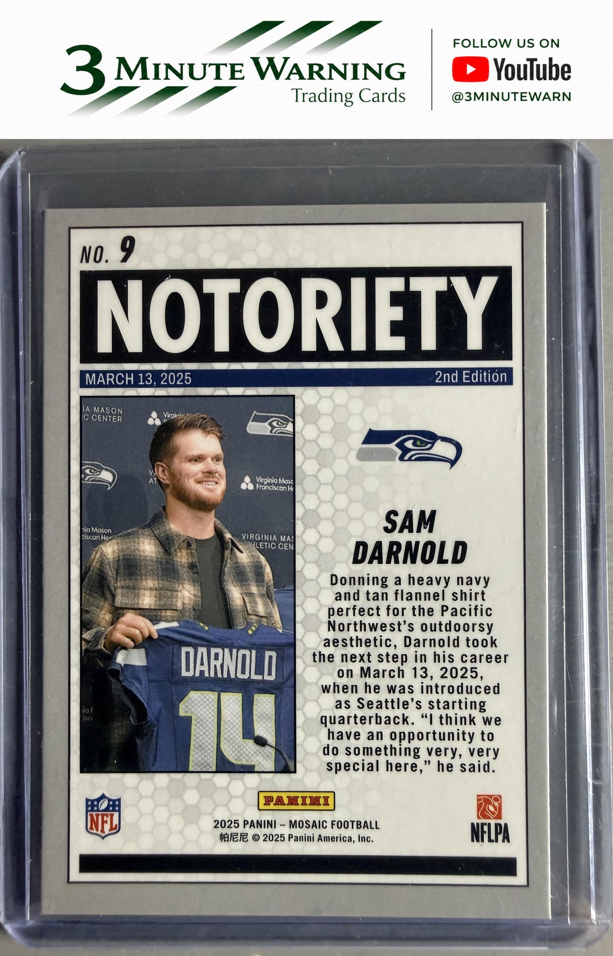 2025 Panini Mosaic #9 Sam Darnold Notoriety Mosaic