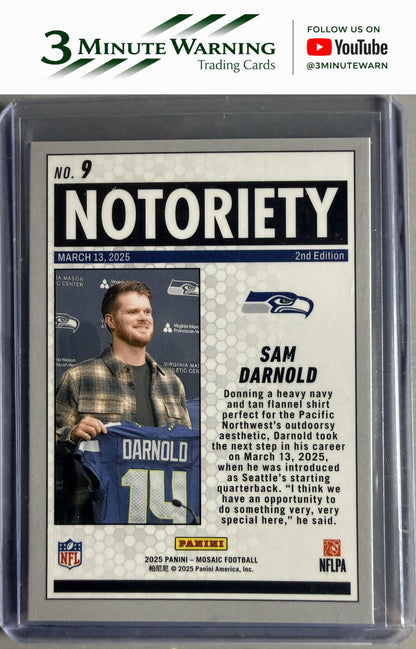 2025 Panini Mosaic #9 Sam Darnold Notoriety Mosaic