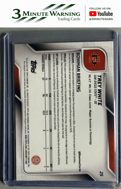 2025 Bowman University Chrome #25 Trey White Pink Lava Refractor