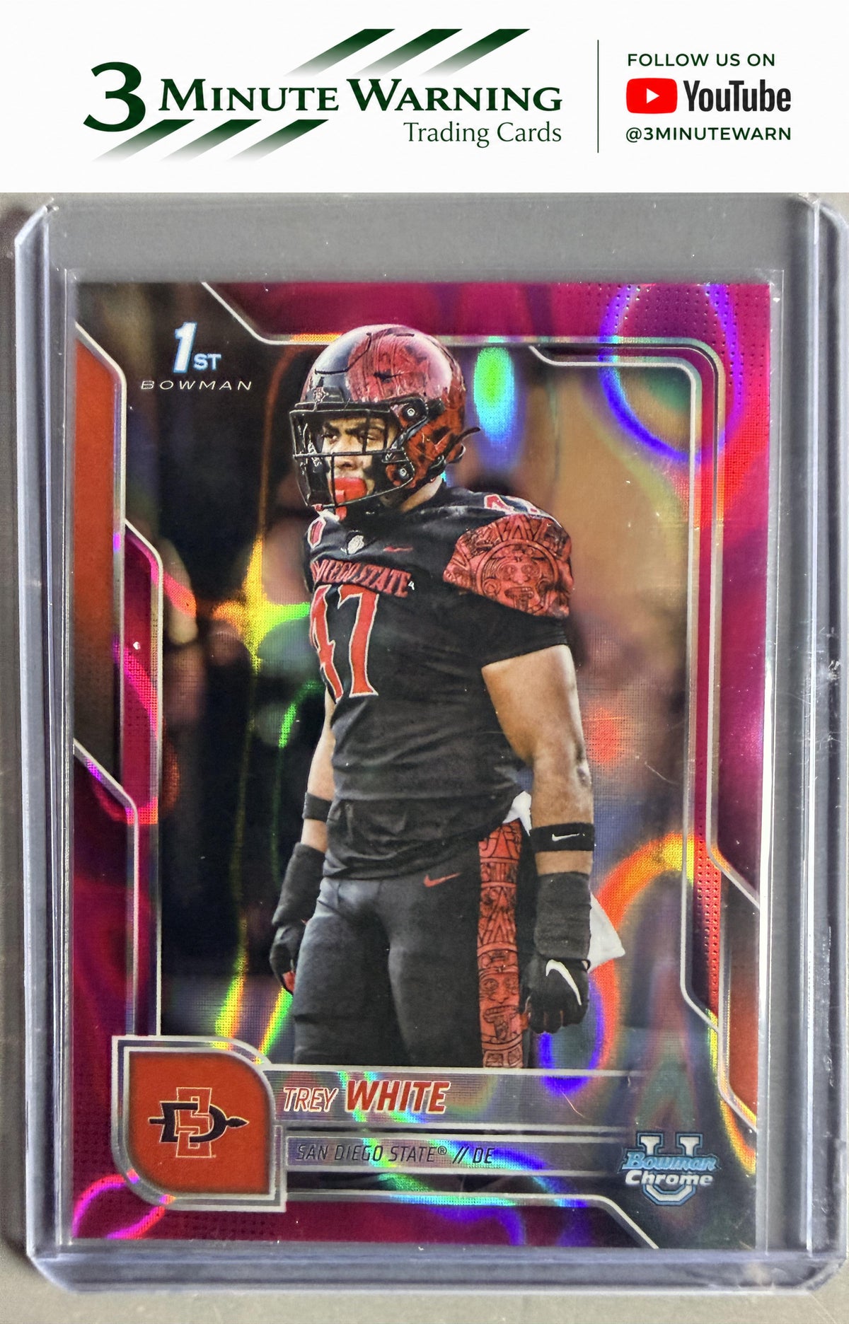 2025 Bowman University Chrome #25 Trey White Pink Lava Refractor