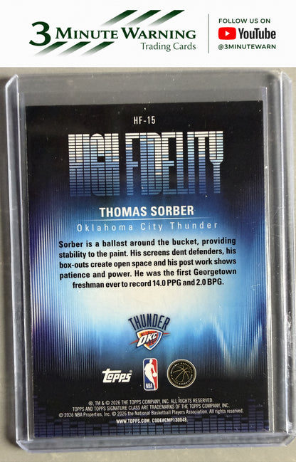 2025-26 Topps Signature Class #HF-15 Thomas Sorber High Fidelity