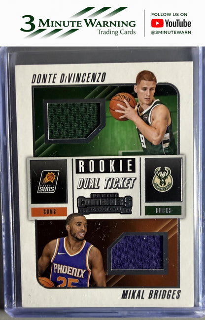 2018-19 Panini Contenders #RD-MD Mikal Bridges / Donte DiVincenzo Rookie Ticket Dual Swatches