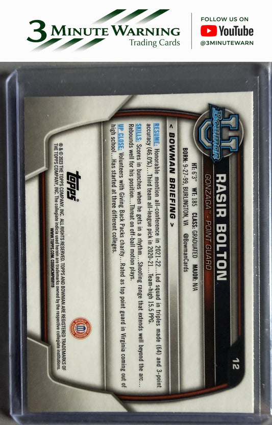 2022-23 Bowman University Chrome #12 Rasir Bolton